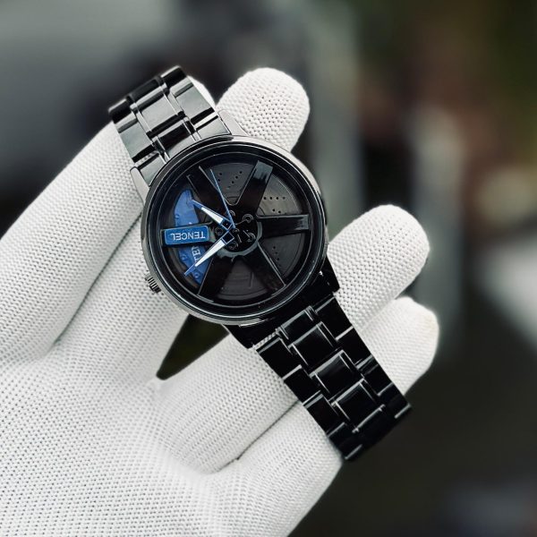 Ma1 Black Car Sport Rim Hub Wheel Wristwatch For Mens