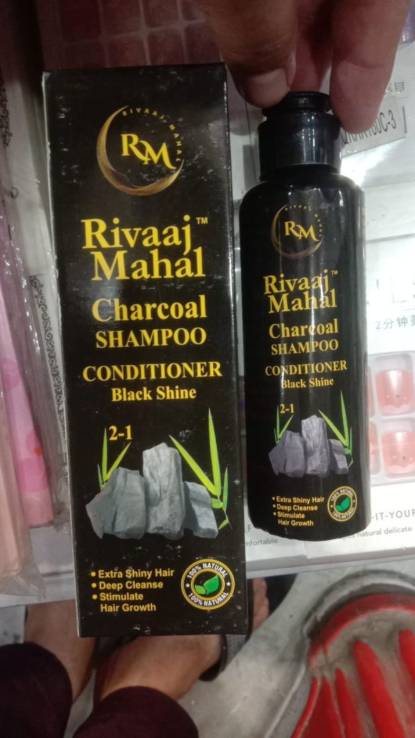 Rivaaj Mahal Charcoal Shampoo + Conditioner – Black Shine Formula For Deep Clean & Smooth Finish 200ml