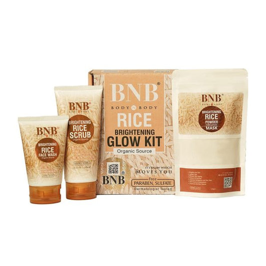 Bnb-rice Extract Bright & Glow Kit (Rice Face Wash, Scrub & Mask )