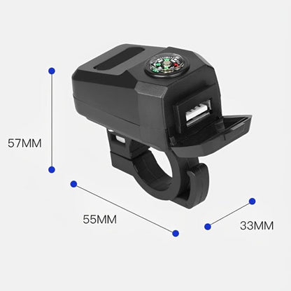 Motorcycle Usb Charger With Compass – Fast Charging, Waterproof, 36-105v – Universal For Motorcycles & E-bikes